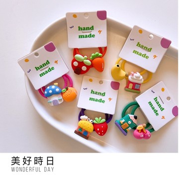 ⚡️任3件169⚡️ 2入｜兒童造型髮圈｜韓系卡通髮繩｜水果髮飾｜可愛頭繩｜少女心綁髮｜小房子髮圈｜台灣出貨