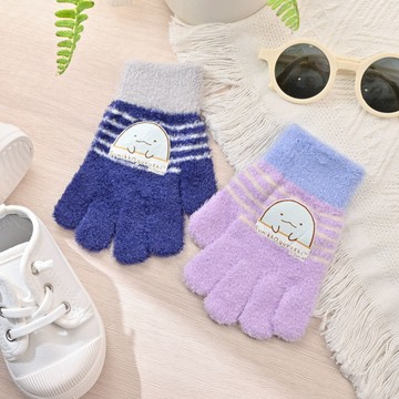 童角落蜥蜴條紋羽毛手套-多色任選