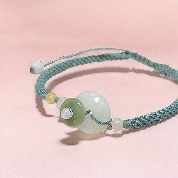 【願‧平安】冰種翡翠平安扣編織手鍊 | 天然緬甸A貨翡翠 | 送禮