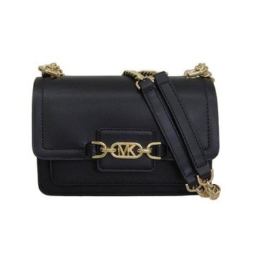 【MICHAEL KORS】素色皮革翻蓋鍊條小包-黑