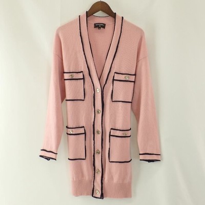 シャネル カシミヤ 100% ニット カーディガン ピンク