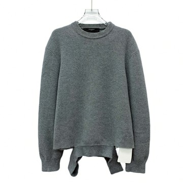 (XL) givenchy質感羊毛圓領針織灰色毛衣