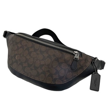 COACH 男款C LOGO胸前包/腰包/單肩斜背包(新款-深咖)