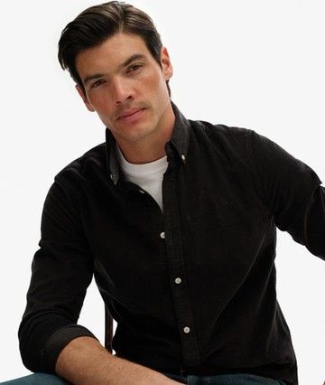 Superdry Men's Classic Needle Cord Shirt Black Size: S