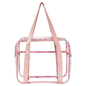 葉子小舖 大容量旅行PVC手提防水收納包 方型  粉色  L