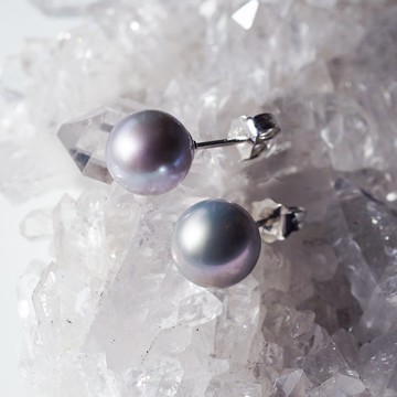 銀淡水珍珠耳針春月夜