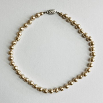 玻璃巴洛克珍珠全結珠項鍊 / 約8mm / 全長約42cm / 咖啡摩卡色 / 日本製造