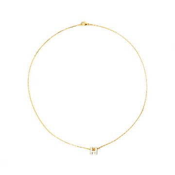 Hermes Mini Pop H 立體橢圓簍空項鍊(白/金)