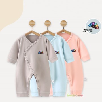✨視覺溫度指示✨ 嬰兒春秋德絨長袖保暖包屁衣 寶寶哈衣睡衣 吸汗透氣連身衣 兒童冬季打底柔軟連身衣爬服