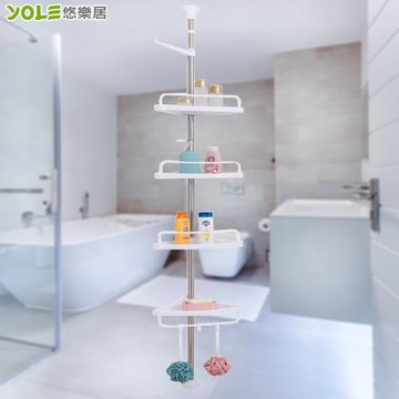 YOLE悠樂居 不鏽鋼免打孔頂天立地轉角落多層收納置物架