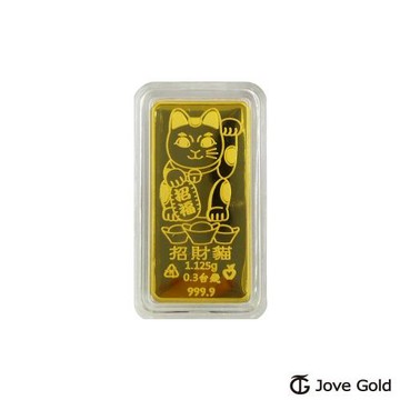 Jove Gold 漾金飾 貓貓招財黃金條塊 - 0.3台錢(金重三分)