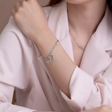 鋼鍊-個性OT扣雙鍊手鍊