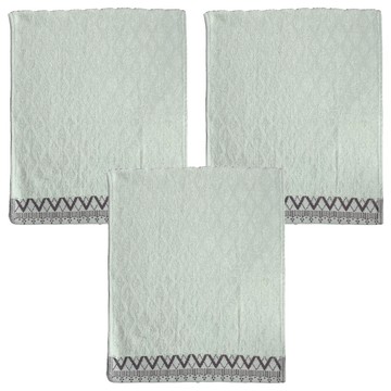 LIFE 來福牌 菱格緹花毛巾 綠色 柔軟吸水面巾 台灣製  3條