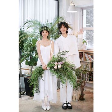 新中式掛脖露背晨袍新娘出門紗領證登記白色輕婚紗禮服仙女連衣裙