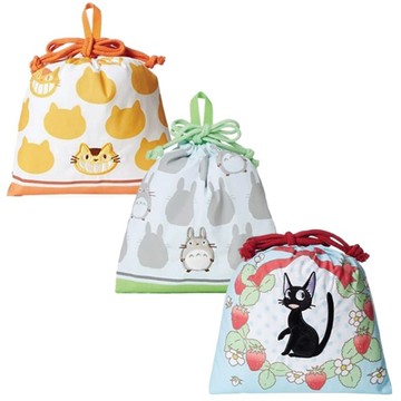 小禮堂 束口袋 S 20x19cm 宮崎駿 龍貓 魔女宅急便 哆啦A夢