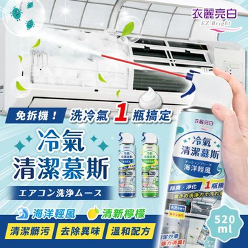 衣麗亮白 冷氣清潔慕斯 520ml 冷氣清洗劑 空調清潔劑 免水洗冷氣清洗慕斯 冷氣清潔噴霧 空調冷氣 清潔劑 免沖洗
