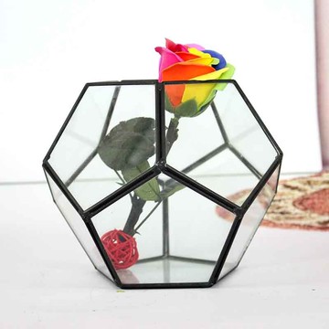 跨境亞馬遜足球幾何玻璃花房生態瓶容器微景觀銅條多面體定制