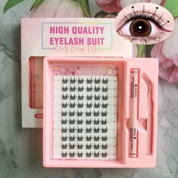 😊可可假眼睫毛😊假睫毛膠水款套裝大容量輕薄款小鹿睫愛心款自然單簇分段嫁接自然款自貼假眼睫毛 YFWB