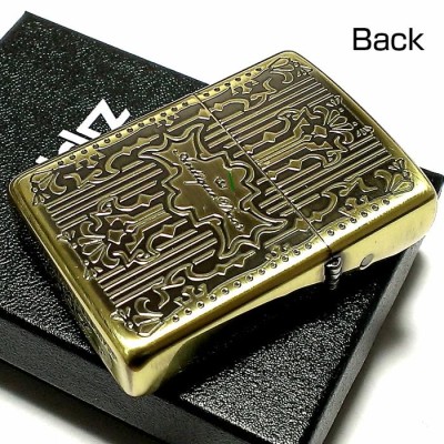 ZIPPO アーマー ジッポ ライター キーホールウッド アンティークゴールド かっこいい 天然木 ブラス燻し仕上げ 両面加工 深彫り彫刻 重厚 |  LINEブランドカタログ