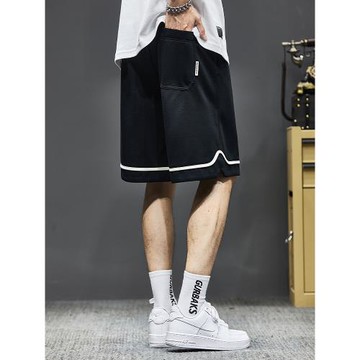 短褲男2025新款夏季美式潮流字母印花寬松中褲男生運動休閑五分褲