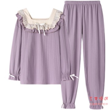 長袖睡衣 睡衣春秋款女純棉可愛公主風年新款大碼長袖秋冬季家居服套裝