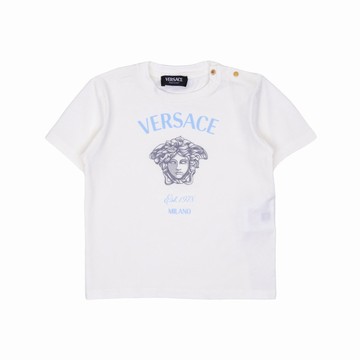 Young Versace Kids 嬰幼兒藍色 logo 印花 T-Shirt
