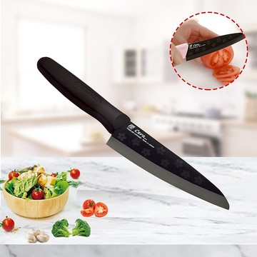 【FOREVER】日本製造鋒愛華櫻花限定款陶瓷刀16CM(黑刃黑柄)