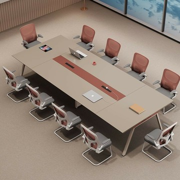 會議桌 長桌 洽談桌 免運 附發票 會議桌拼色長桌會議室方形洽談桌椅組合簡約現代長條桌辦公會議桌