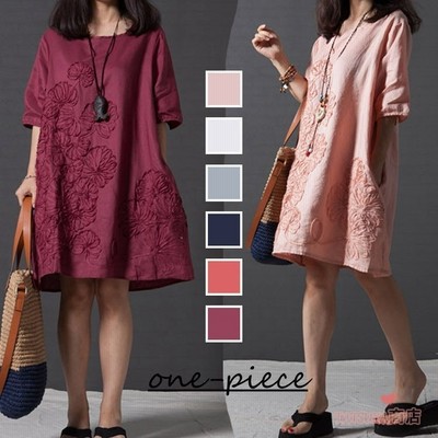 森ガール ワンピース 半袖 Aラインワンピ ミディアム丈 フレアワンピース レディースファッション カジュアル 体型カバーワンピース 春夏 通販 Lineポイント最大get Lineショッピング