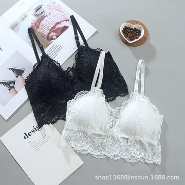 ParrotFashion美背抹胸新款蕾絲提花性感裹胸 深V款無鋼圈女士胸圍3821