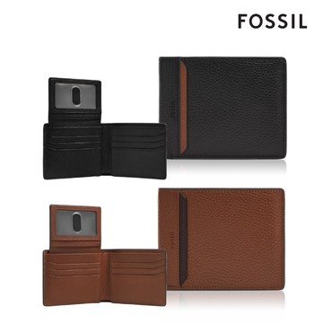 【FOSSIL 官方旗艦館】 Huntington 真皮可拆卡夾皮夾 (禮盒組附鐵盒，兩色可選)
