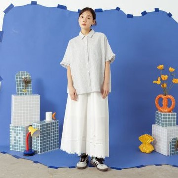 【MOSS CLUB】全棉鏤空花邊蕾絲寬褲 黑 白(魅力商品)