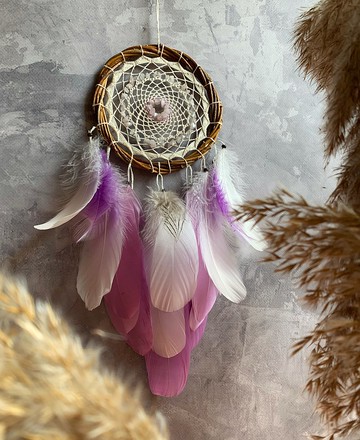 手工紫色捕夢網|天然柳樹 |送給女孩的完美禮物