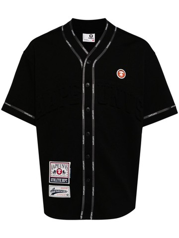 AAPE BY *A BATHING APE® - logo-trim shirt - men - Polyester/Cotton - S - Black