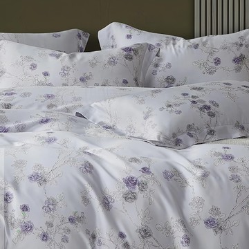 貝淇小舖 60支100%純天絲TENCEL 床包 + 枕套3件組 A/B版雙面設計 裸睡系列  紫汐  雙人(床包152 x 188cm 枕套45 x 72cm)  床包 + 枕套組