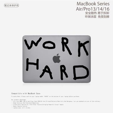 努力工作WORK簡約個性小眾字母男款M4保護套適用蘋果Macbook筆記本電腦保護殼M3極簡Air13 Pro14 16.2寸Pro13