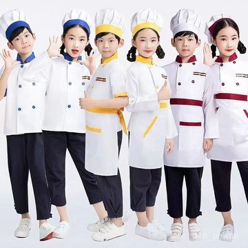 🔥桃園出貨-兒童學生廚師服套裝幼兒園團購logo定製cosplay服裝演出服薄荷曼