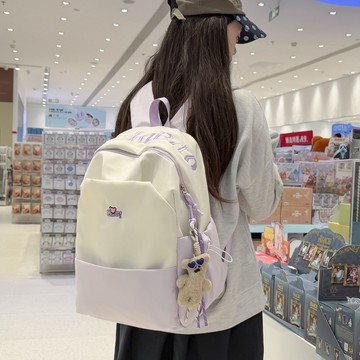 熱銷💯新款書包ins小衆森係高顔值學生雙肩包大容量百搭慵懶風學校背包學院風多口袋加厚護脊大學生後背包 畢旅背包 0TVX