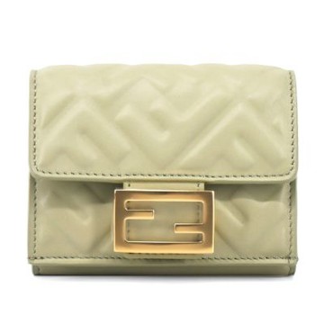 FENDI Baguette FF Logo三折短夾(鼠尾草綠)
