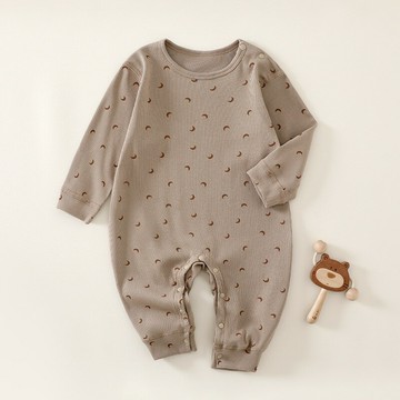 嬰兒連體衣春秋季 A類棉長袖肩扣睡衣新生兒衣服爬服寶寶外出哈衣鑫弘-萌寶童裝可開發票