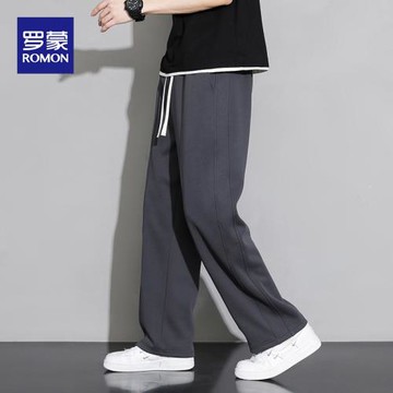 羅蒙衛褲男士褲子春夏季潮牌寬松直筒運動男褲韓版休閑拖地長褲男