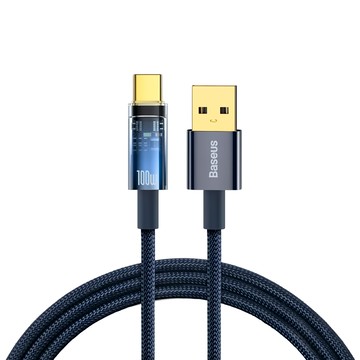 Baseus 倍思 探索者系列 智能斷電 Type-C 快充數據線 100W 適用 iPhone 15  藍色  1條  2m