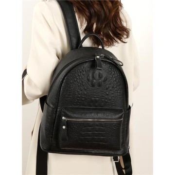 輕奢鱷魚紋雙肩包女高級質感時尚大學生書包百搭大容量旅行背包潮