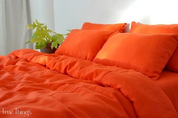 亮橙色麻被套 / 柔軟麻/ 被套 / 被套