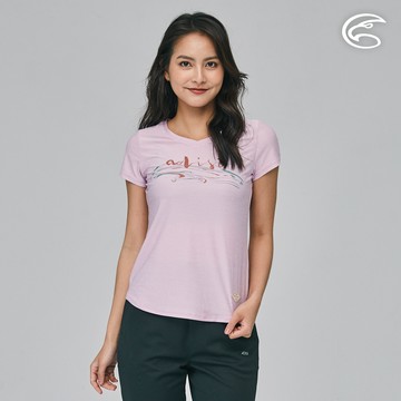 ADISI 女浪花洞洞短袖V領透氣圖T AL2311016 (S-2XL) 翻糖粉｜輕量 吸濕排汗 快乾 透氣網洞 彈性柔軟 排汗衣