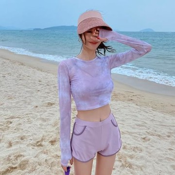 2026新款泳衣女四件套性感平角分體運動ins風學生比基尼溫泉泳裝
