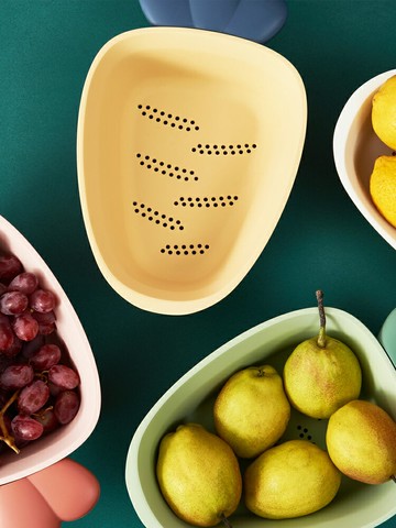 雙層可愛瀝水籃水果盤洗菜盆洗菜籃廚房家用客廳果籃洗水果菜籃子