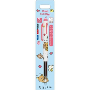 小禮堂 San-X 拉拉熊 EnerGel 三色原子筆 0.5mm (白彩紅款)
