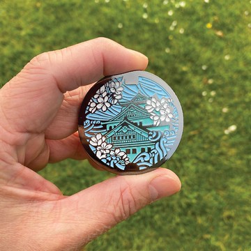 日本人孔蓋別針/ 大坂市/水渠蓋金屬徽章/5cm