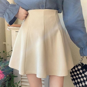 9425 名老客回籠✨2026設計感大碼胖MM韓版新款燈芯絨高腰顯瘦百搭荷葉邊a字半身裙YJTX